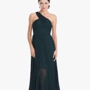 Emerald Green White House Black Market Gown | One Shoulder | Size 12